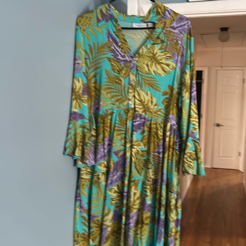 brand new susan graver tropical dress sz large